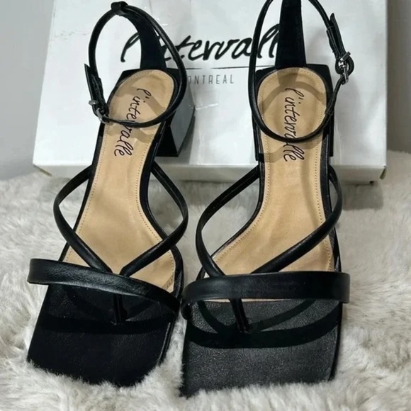 NWOT L’intervalle Black block heel square toe sandals - Picture 1 of 10